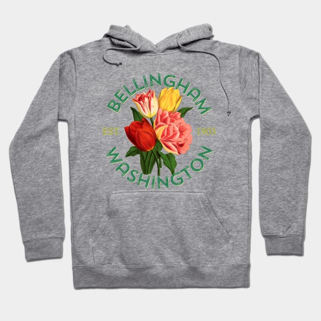 Bellingham Washington Spring Tulip Gardeners Floral Hoodie by Pine Hill Goods